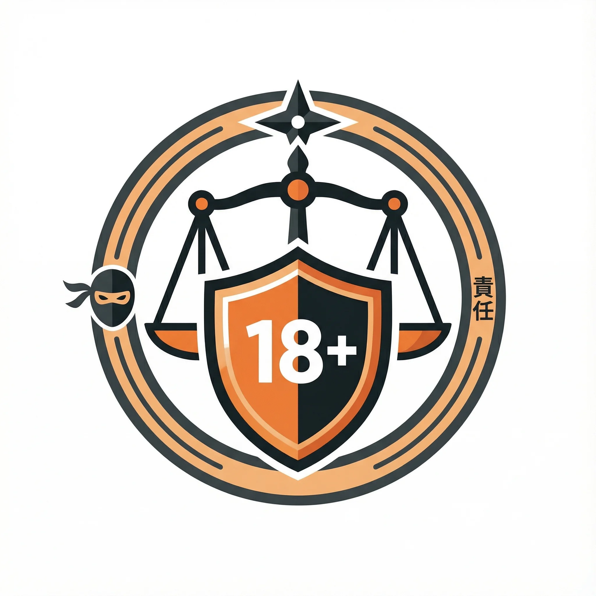 Icono de juego responsable con escudo protector y símbolo 18+